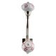 Pink Floral Crackle Ceramic Silver Iron Hook